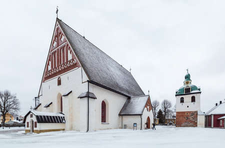 Porvoo, Finland, december 2021. Chathedral of Porvoo in winter time after restauration, landmark of this old little townのeditorial素材