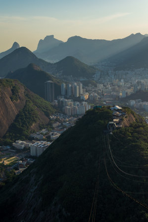Detail of the city of Rio de janeiro in Brazil seen from the famous sugar loaf mountainの写真素材