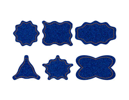 Denim labels and badges of different formsのイラスト素材