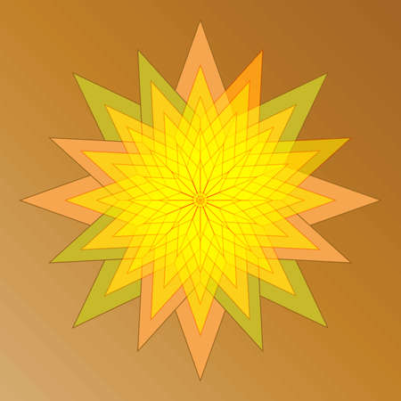 Abstract mosaic flower star symbol on light brown backgroundのイラスト素材