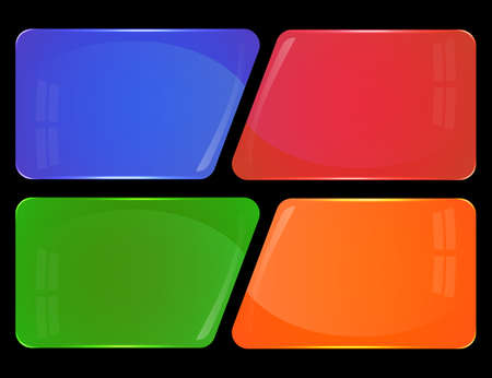 Four colorful glass plates with abstract decoration linesのイラスト素材