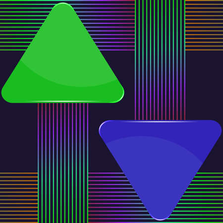 Green and blue arrow signs with colorful lines design
