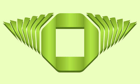 Abstract green gradient square ribbon text frame with decorative sidepieces for any design projectのイラスト素材