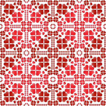 Abstract Valentine's seamless pattern with red gradient heart shapes on white background