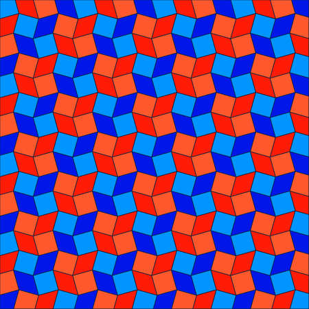 Abstract geometric background of orange, blue and red rhombus and square shapes