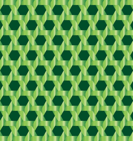 Abstract modern green metallic lattice with hexagon cutout on dark green backgroundのイラスト素材