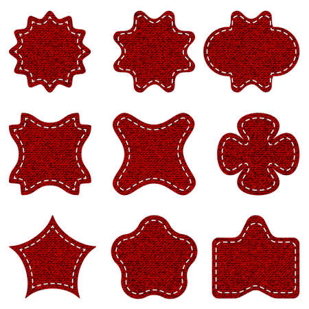 Red jeans labels of different shapes for any design processのイラスト素材