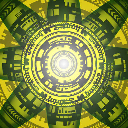 Abstract background of futuristic technology in in yellow and grey shades. Digital technology and engineering concept designのイラスト素材