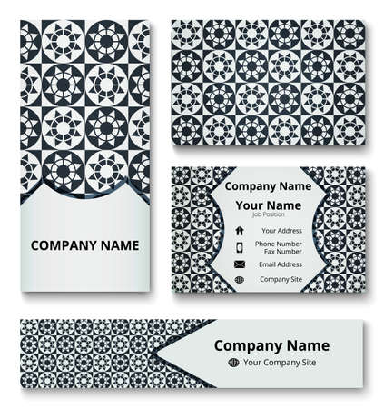 Professional deluxe branding design kit with decorative ornament of black and gray shades. Premium corporate identity template. Business stationery mock-upのイラスト素材