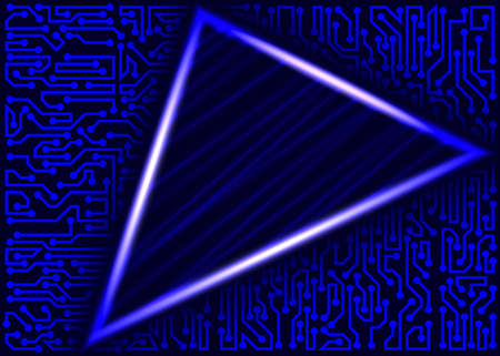 Abstract futuristic technology background with triangular text space and circuit board elements of blue shadesのイラスト素材
