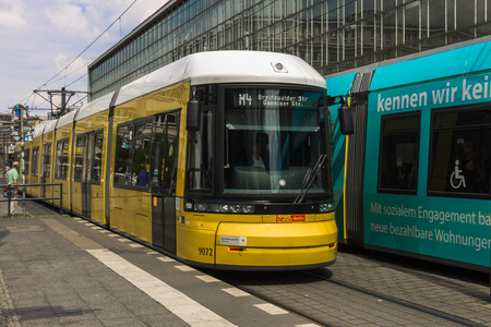 BERLIN, GERMANY - JUNE 16, 2018: The Berlin tramway is the main tram system in Berlin, Germany.のeditorial素材