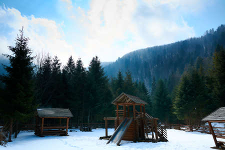 in winter in the mountains