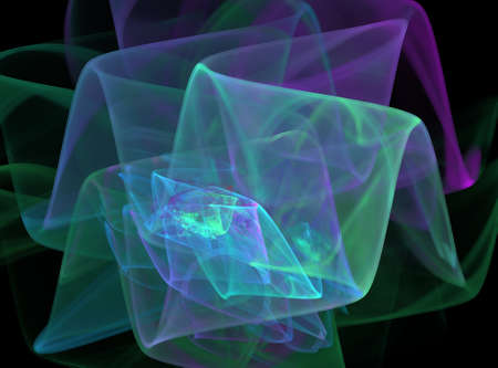 3D rendering with colorful abstract fractal with transparent wavesの写真素材