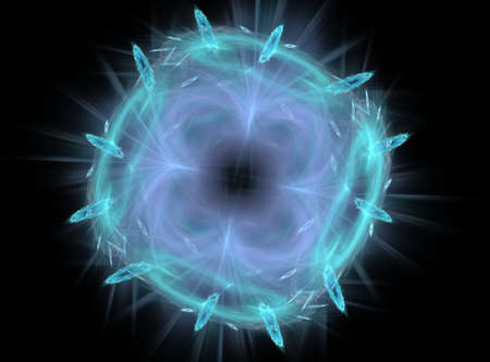 3D rendering with blue abstract fractal in the form of the eye