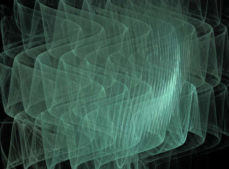 3D rendering with green abstract fractal with shimmering waves
