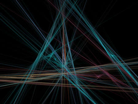 3D rendering with colored intersecting beams in a fractal