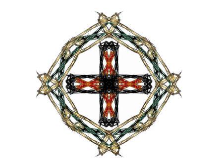 Abstract fractal red green pattern on a white backgroundの写真素材