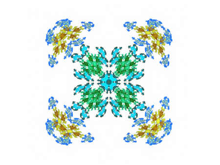 Abstract fractal blue and yellow pattern on a white background