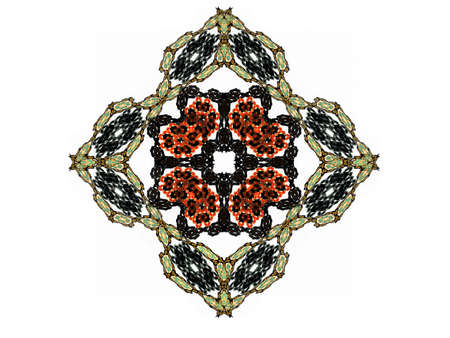 Abstract fractal red green floral pattern on a white backgroundの写真素材