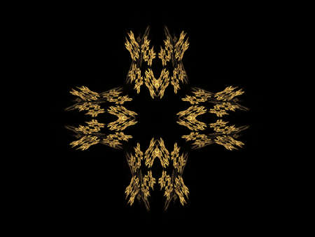 Abstract fractal with gold pattern on a black background