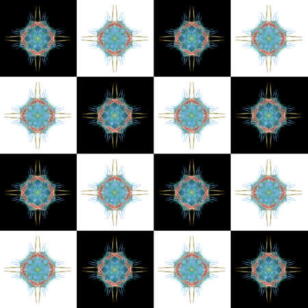 The texture of the white square with a black and blue cell fractal pattern