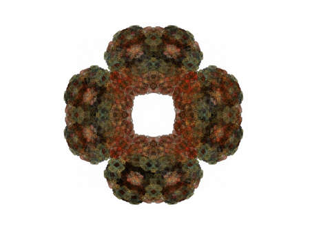 Abstract fractal red green floral pattern on a white background