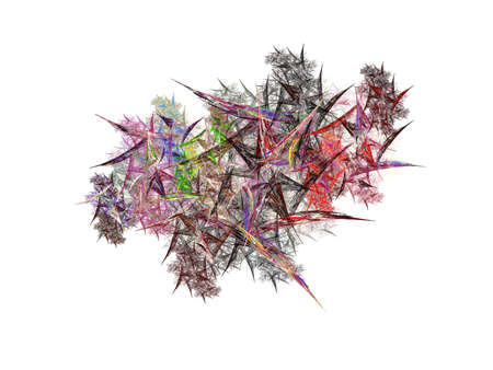 Abstract fractal with a chaotic pattern on a white backgroundの写真素材