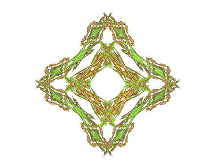 Abstract fractal with green red pattern on a white backgroundの写真素材