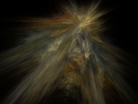 Abstract fractal with yellow blurred rays on a black background