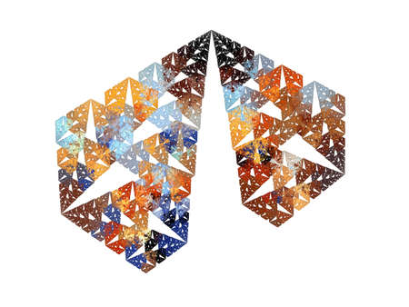 Abstract fractal with colorful pattern two pyramids on a white background