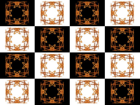 Texture with black and white square cell fractal pattern in orangeの写真素材