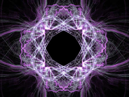 Abstract fractal with purple pattern on a black background.