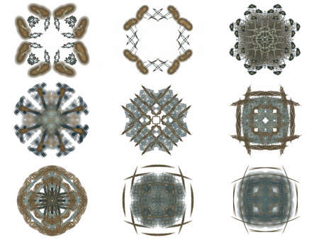 Set beige abstract fractal pattern on a white background