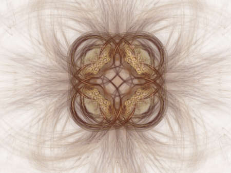 Abstract fractal with a brown pattern on a white background.