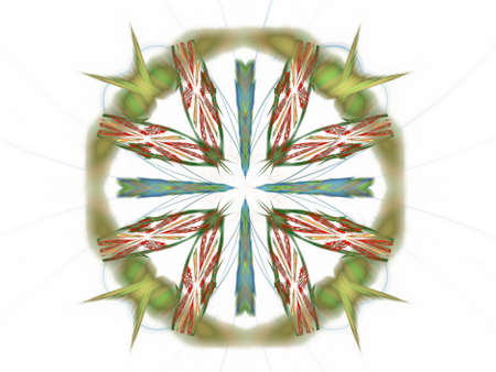 Abstract fractal with a green pattern on a white backgroundの写真素材