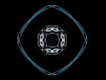 3D rendering with blue abstract fractal pattern.