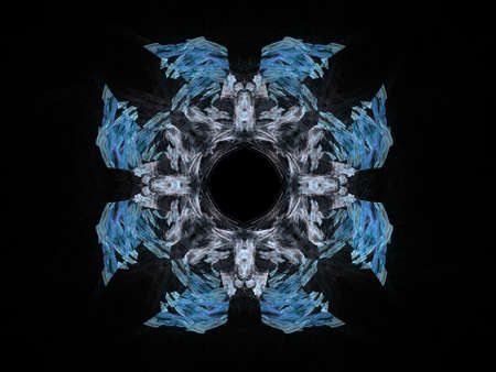 3D rendering with blue abstract fractal pattern.