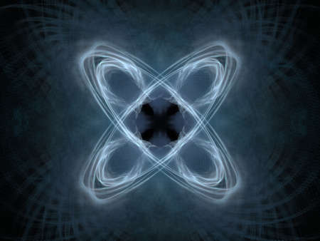 3D rendering with blue abstract fractal pattern.の写真素材