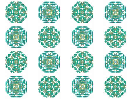 Seamless texture with 3D rendering abstract fractal green pattern on a white background for fabric...
