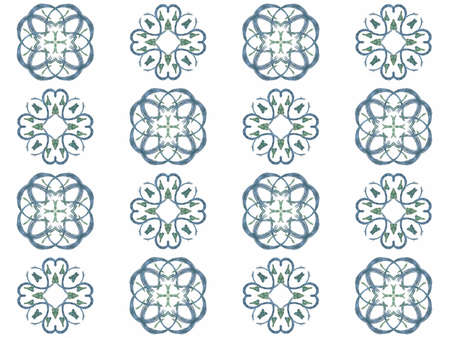 Seamless texture with 3D rendering abstract fractal blue pattern on a white background for fabric...