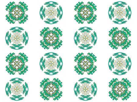 Seamless texture with 3D rendering abstract fractal green pattern on a white background for fabric...