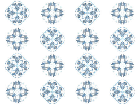 Seamless texture with 3D rendering abstract fractal blue pattern on a white background for fabric...