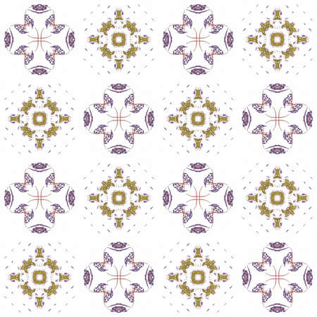 Seamless texture with 3D rendering abstract fractal purple pattern on a white background for fabric designの写真素材