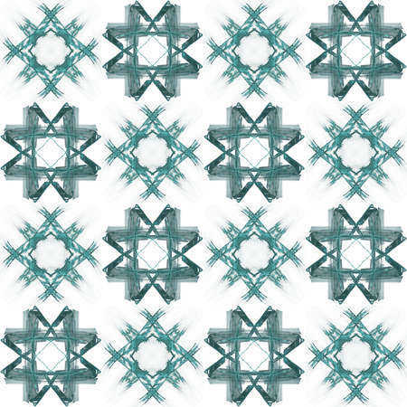 Seamless texture with 3D rendering abstract fractal blue pattern on a white background for fabric designの写真素材