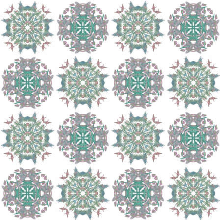 Seamless texture with 3D rendering abstract fractal green pattern on a white background for fabric...