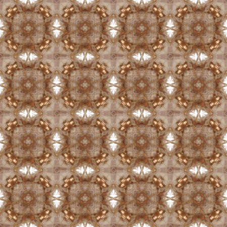 Seamless texture with 3D rendering abstract fractal brown pattern on a white background for fabric...