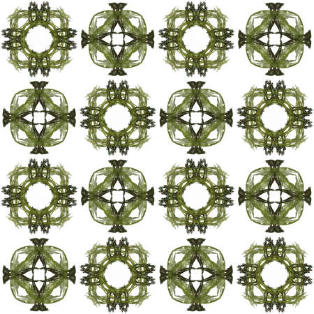 Seamless texture with 3D rendering abstract fractal green pattern on a white background for fabric...