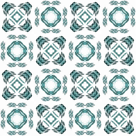 Seamless texture with 3D rendering abstract fractal blue pattern on a white background for fabric...