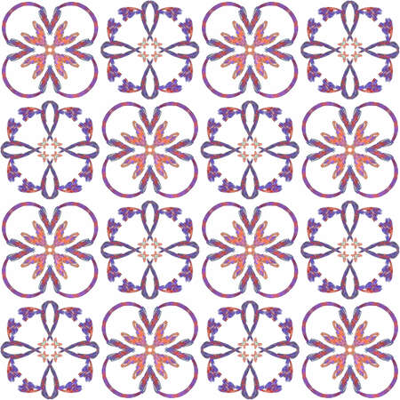 Seamless texture with 3D rendering abstract fractal purple pattern on a white background for fabric...