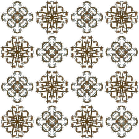 Seamless texture with 3D rendering abstract fractal brown pattern on a white background for fabric designの写真素材